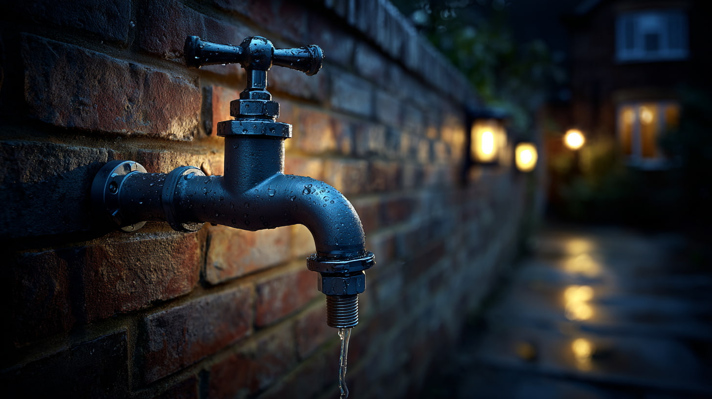 A chrome tap cartridge and tools laid neatly on a cloth beside a sink.